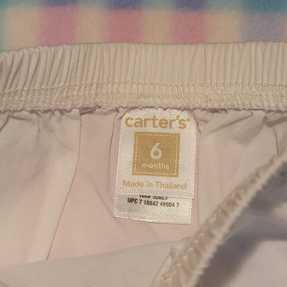 CARTER'S ♡ Sweet Pair of Solid White Cotton Elastic Diaper Cover Bottoms 6M - Picture 3 of 3